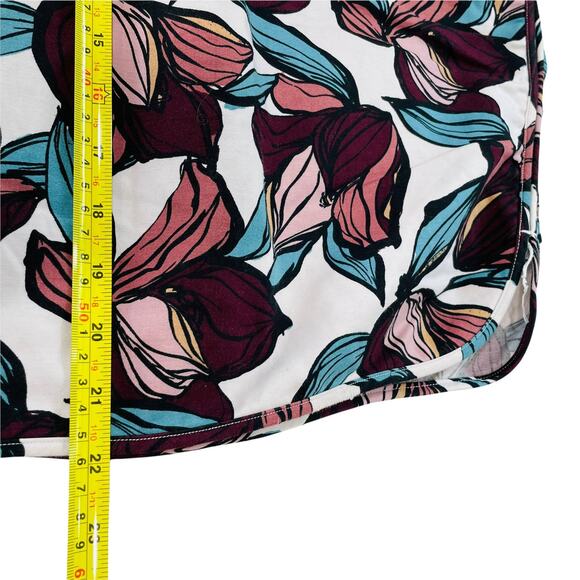 ANN TAYLOR LOFT Maroon Teal Pink Floral Bold Colorful Bright Mini Skirt 8 - Picture 11 of 11